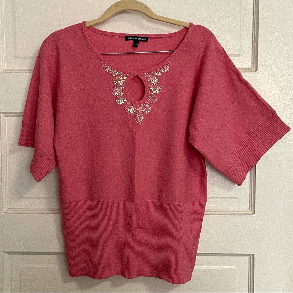 Cable & Gauge Blush Front Loophole Sweater